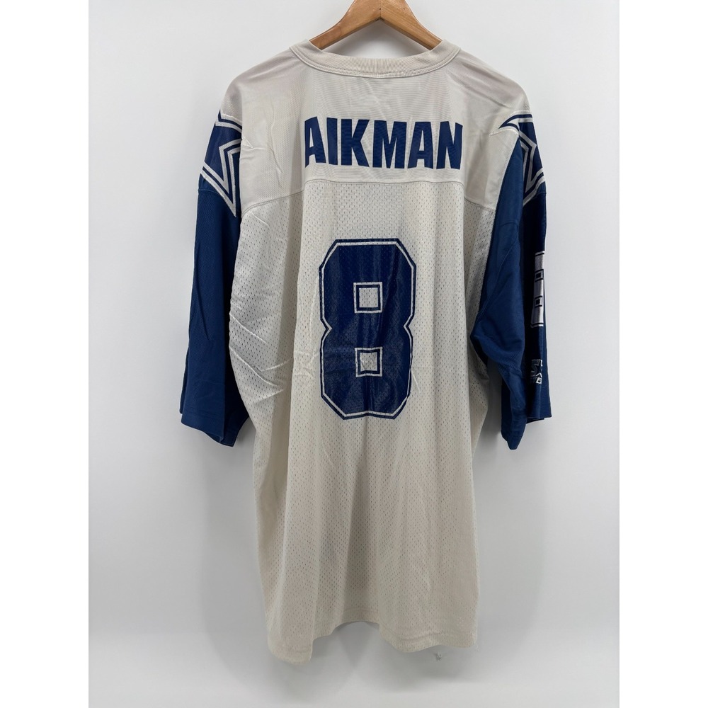 Dallas Cowboys Starter Jersey Men's White Blue V-Neck Troy Aikman #8 Vintage 52